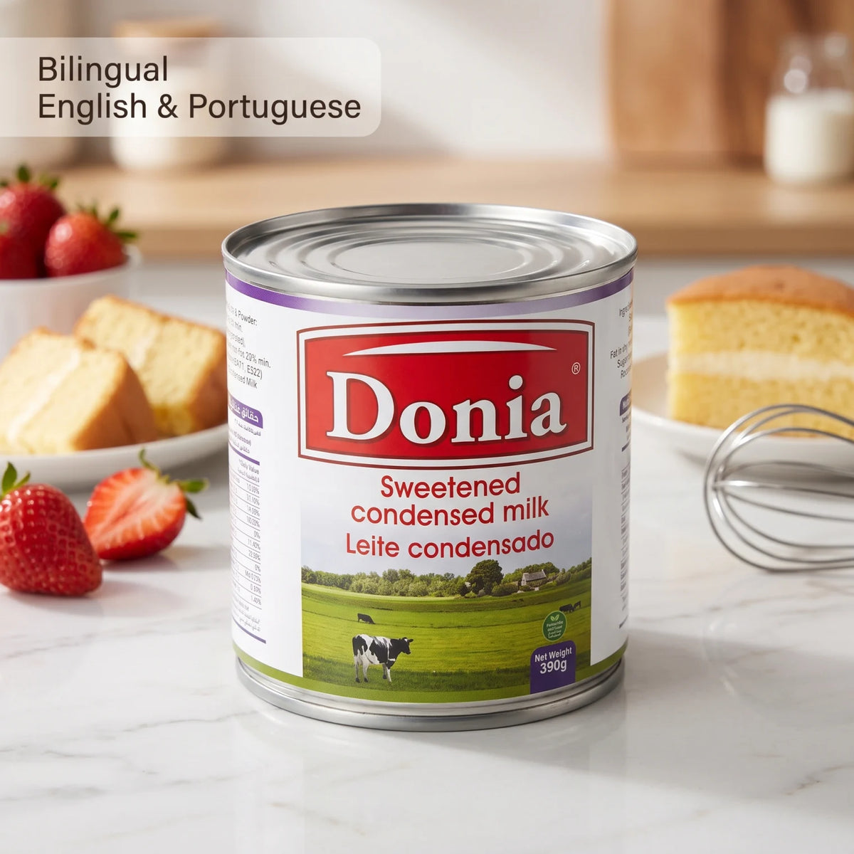 Bonila Sweetened Condensed Milk 390g Can – Leite Condensado, Bilingual English & Portuguese Label
