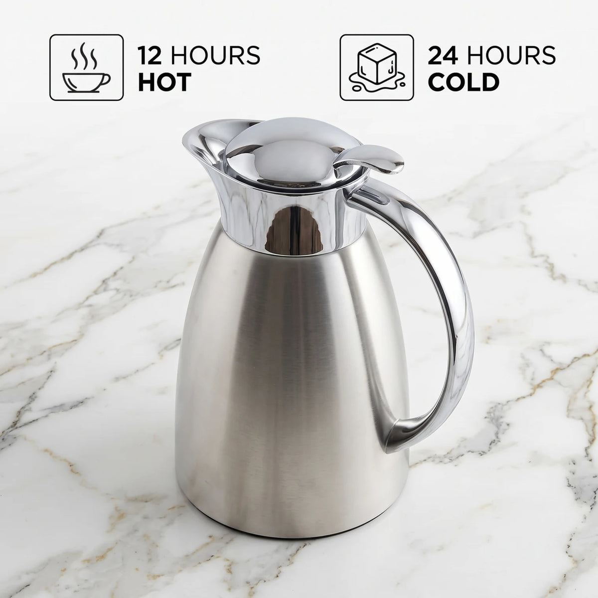 Helios Premium Stainless Steel Vacuum Flask 1.0 Liters – German-Made, Leak Proof, Keeps Tea and Coffee Hot or Cold