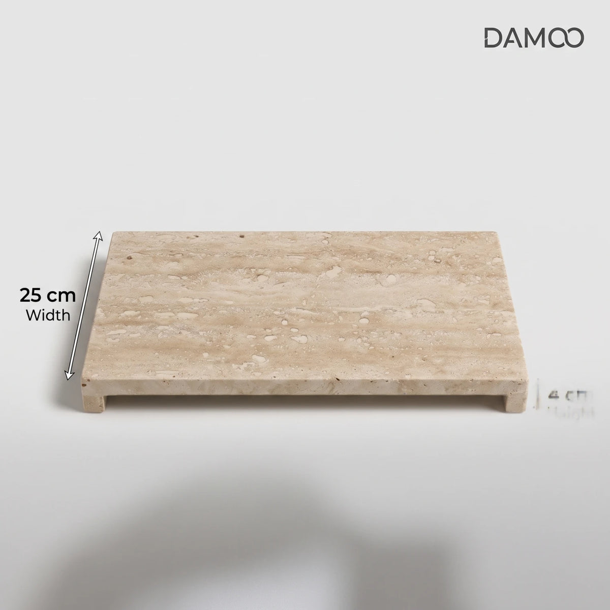 Natural Travertine Marble Stand with Legs – 45 x 25 x 4 cm Rectangular Display Stand