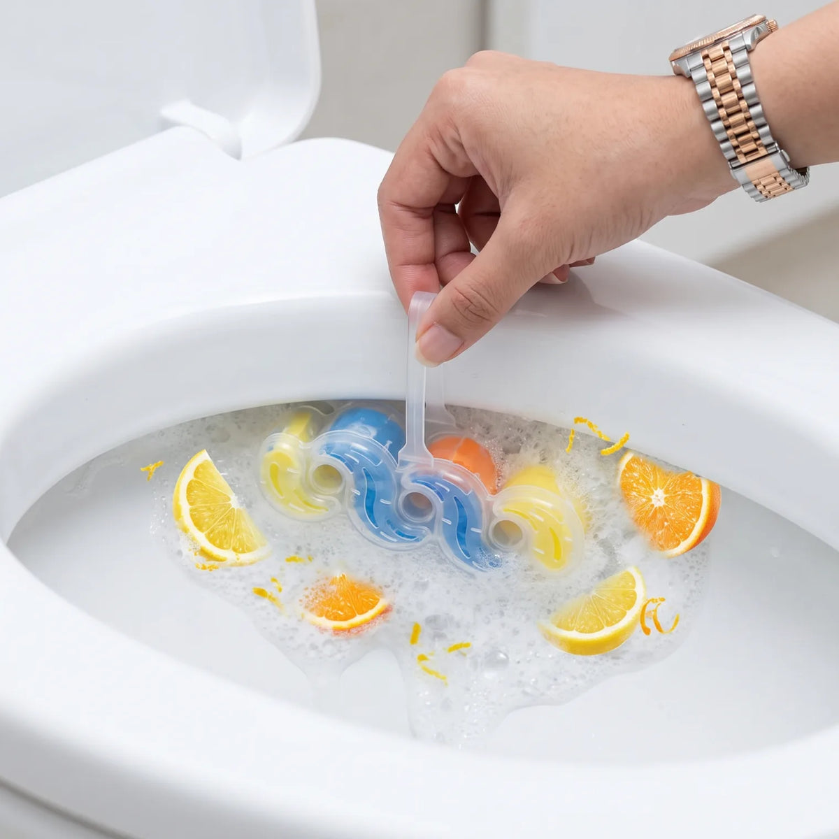 Harpic Fresh Power 6 Toilet Rim Block 35g – Sparkling Citrus | 6 Actions | Anti-Limescale | Cleaning Foam | Bleach & Phosphate Free