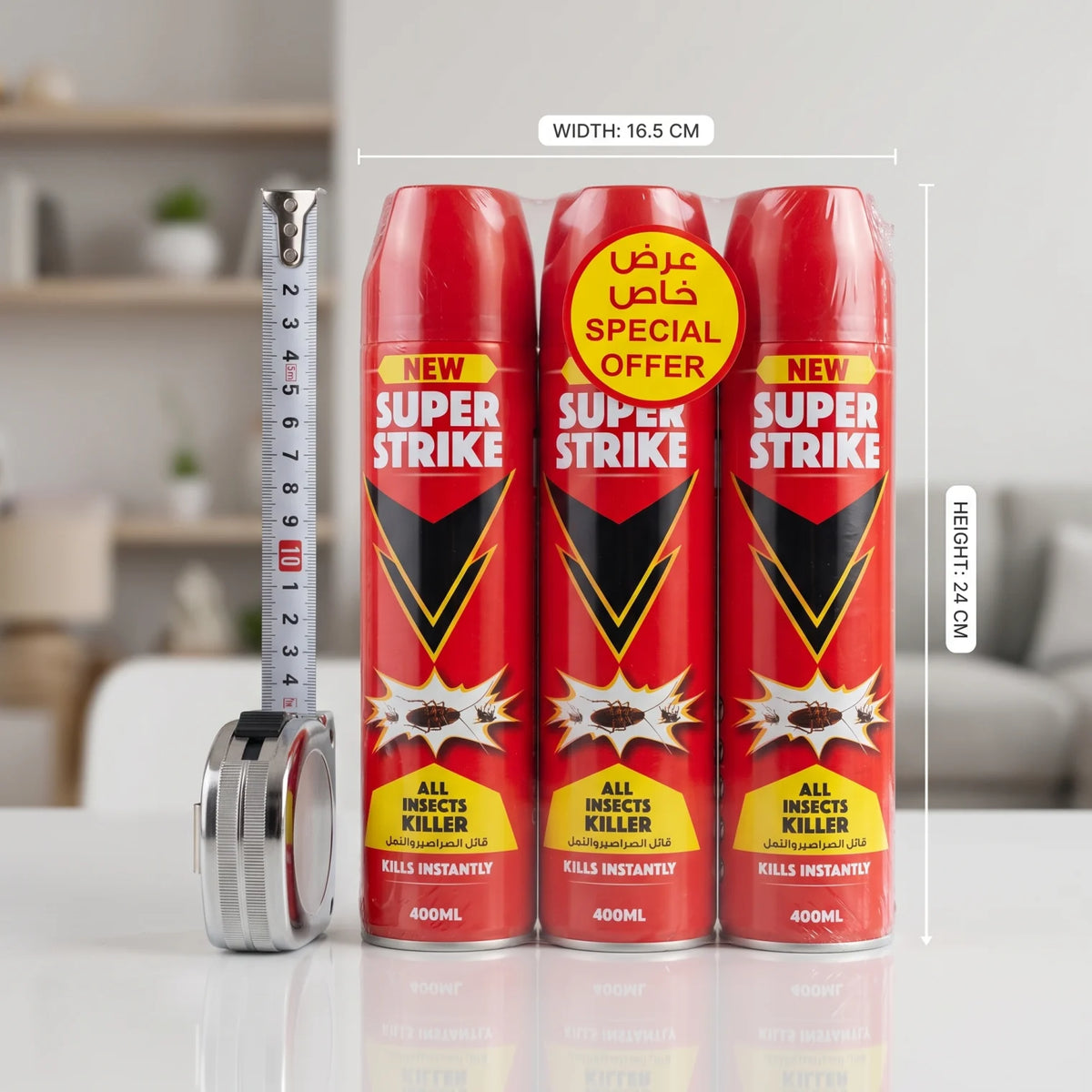 SUPER STRIKE Aerosol Insect Killer 400ML – 3 Pieces | All Insects Killer | Instant-Kill Label Claim
