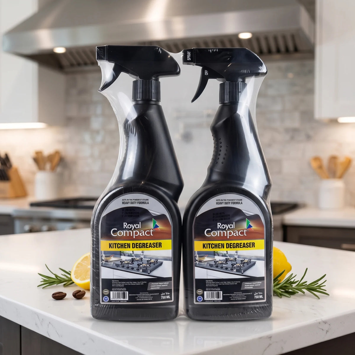 Royal Compact Kitchen Degreaser 2 x 750 ml – Heavy Duty Trigger Spray Formula for Tough Stains, Deodorizing Kitchen Cleaning and Everyday Use
