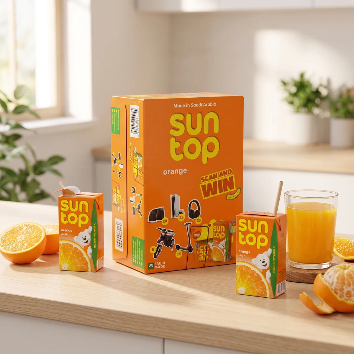 Sun Top Orange Juice 18 x 125 g Pack | Orange Flavour Drink Cartons with Vitamin C | Convenient Juice Portions for Everyday Enjoyment