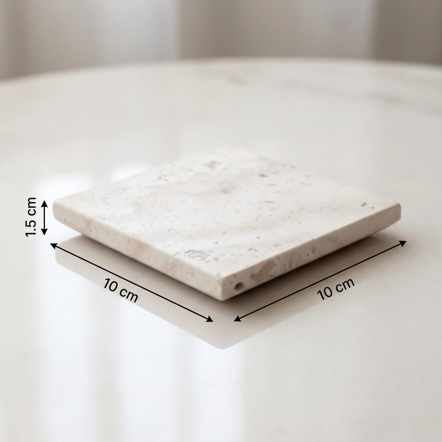 Travertine Stone Tray / Coaster – 10 x 10 x 1.5 cm Square Serving and Decorative Surface
