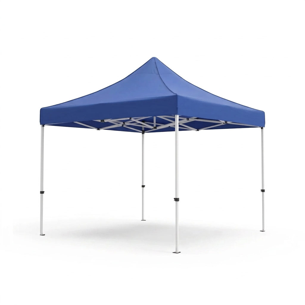 Portable Blue Pop-Up Outdoor Camping Canopy Tent 300 x 300 x 290cm | Folding Frame, Peaked Roof, Open-Sided Shelter