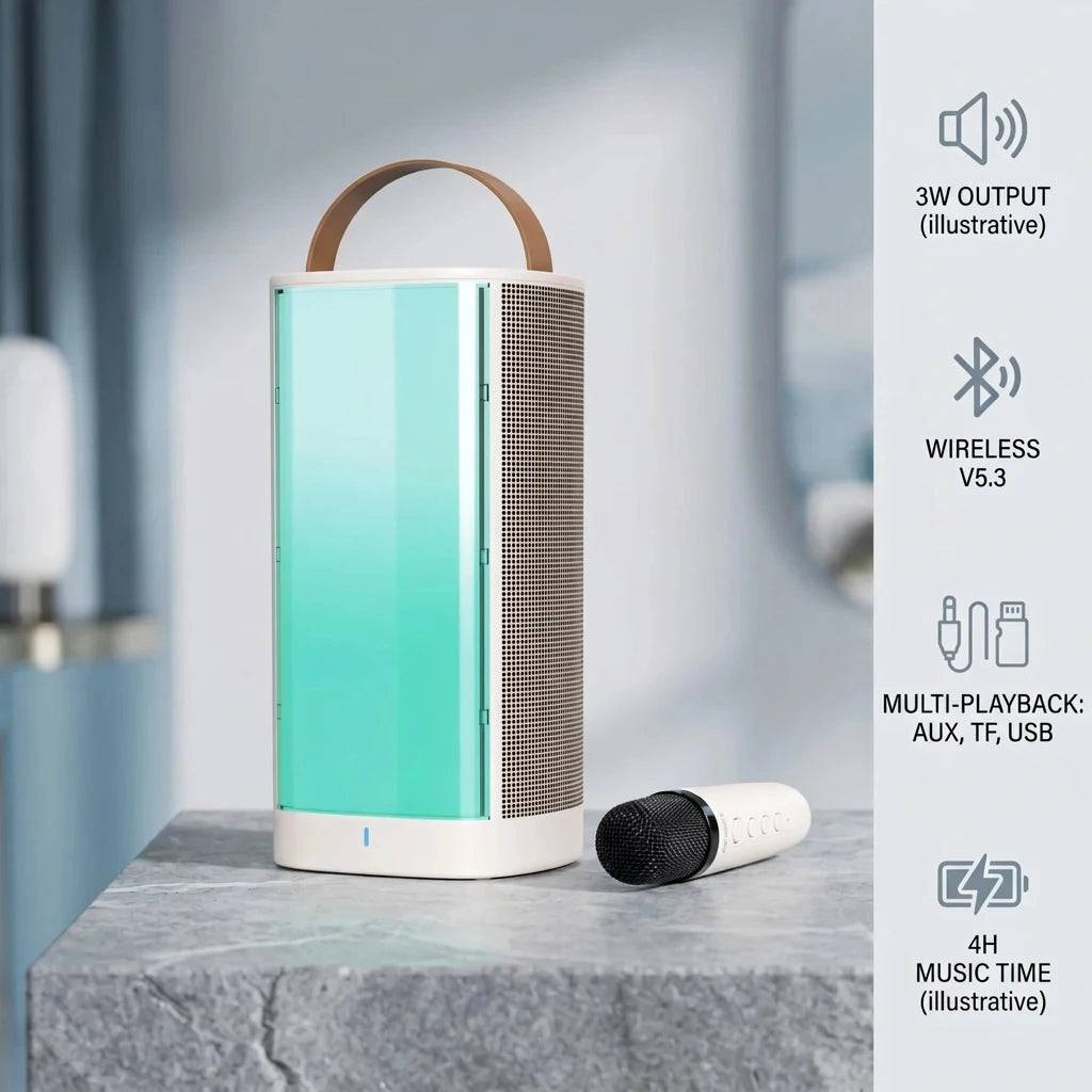 DESERT ADAPTIVE AUDIO WIRELESS SPEAKER DS-992 – Karaoke RGB Speaker | 3W Wireless V5.3 | AUX, TF Card and 4H Music Time