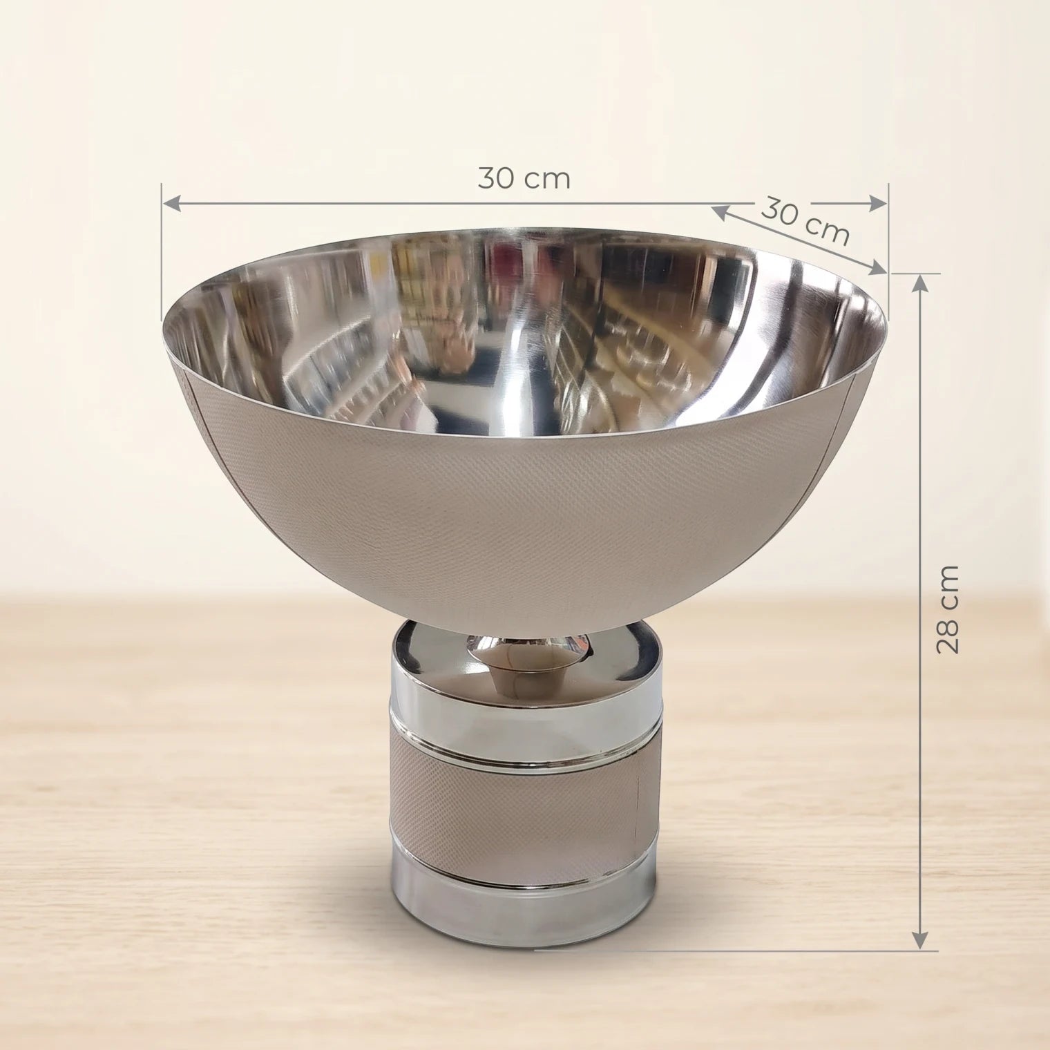 Decorative Metal Bowl with Base – 28cm Height x 30cm Width x 30cm Length | Tabletop Decorative Accent