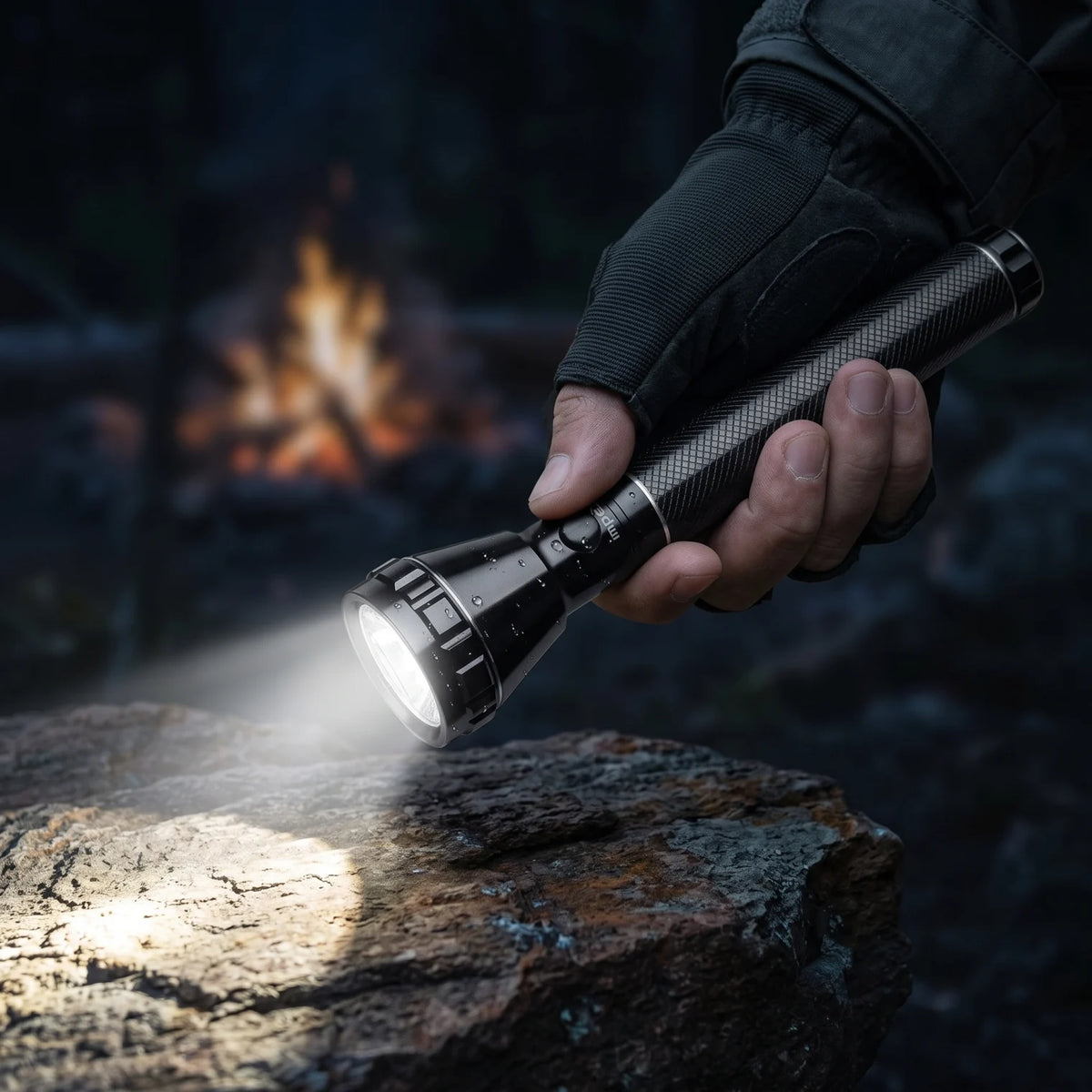 Impex Rechargeable LED Flashlight – Lumin C2 | Black Handheld Torch with Textured Grip and Pocket Clip