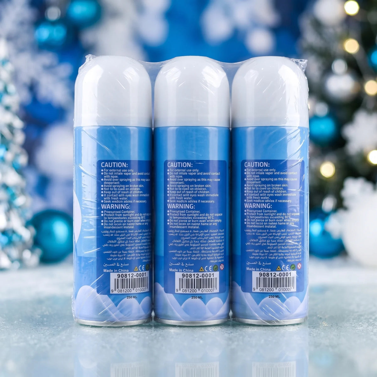 KANARI SNOW Spray 3 Pieces Set – 250 ML Each | Blue and White Aerosol Snow Spray Cans for Snow-Themed Decorating