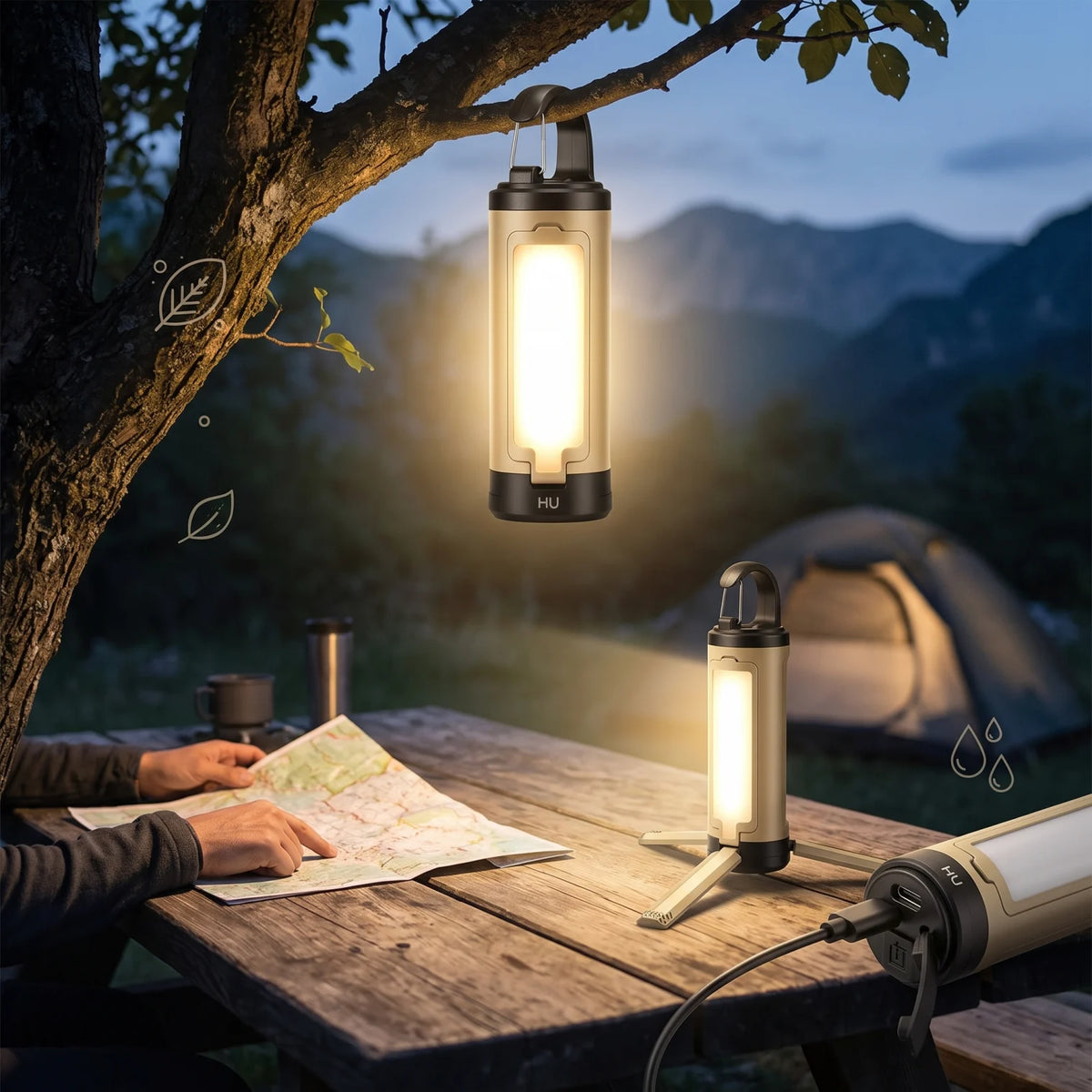 HU Tour Multifunctional Camping Light HTO-1004 – 17 cm Portable Lamp for Camping and Outdoor Lighting