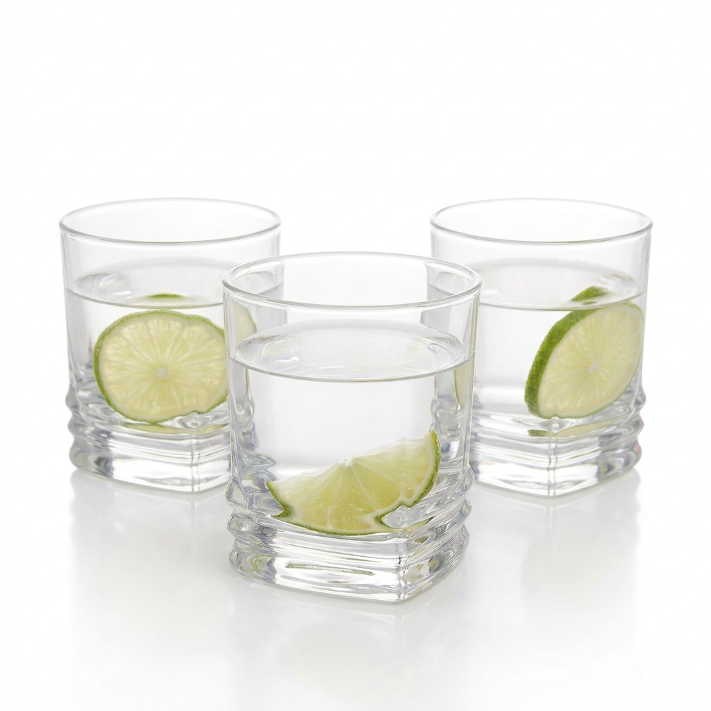 LAV 3 Pieces Glass Set – 315 cc Tumblers, 87 mm Height | Clear Glass Drinkware | Dishwasher Safe, Made in Turkey | Straight-Sided Design