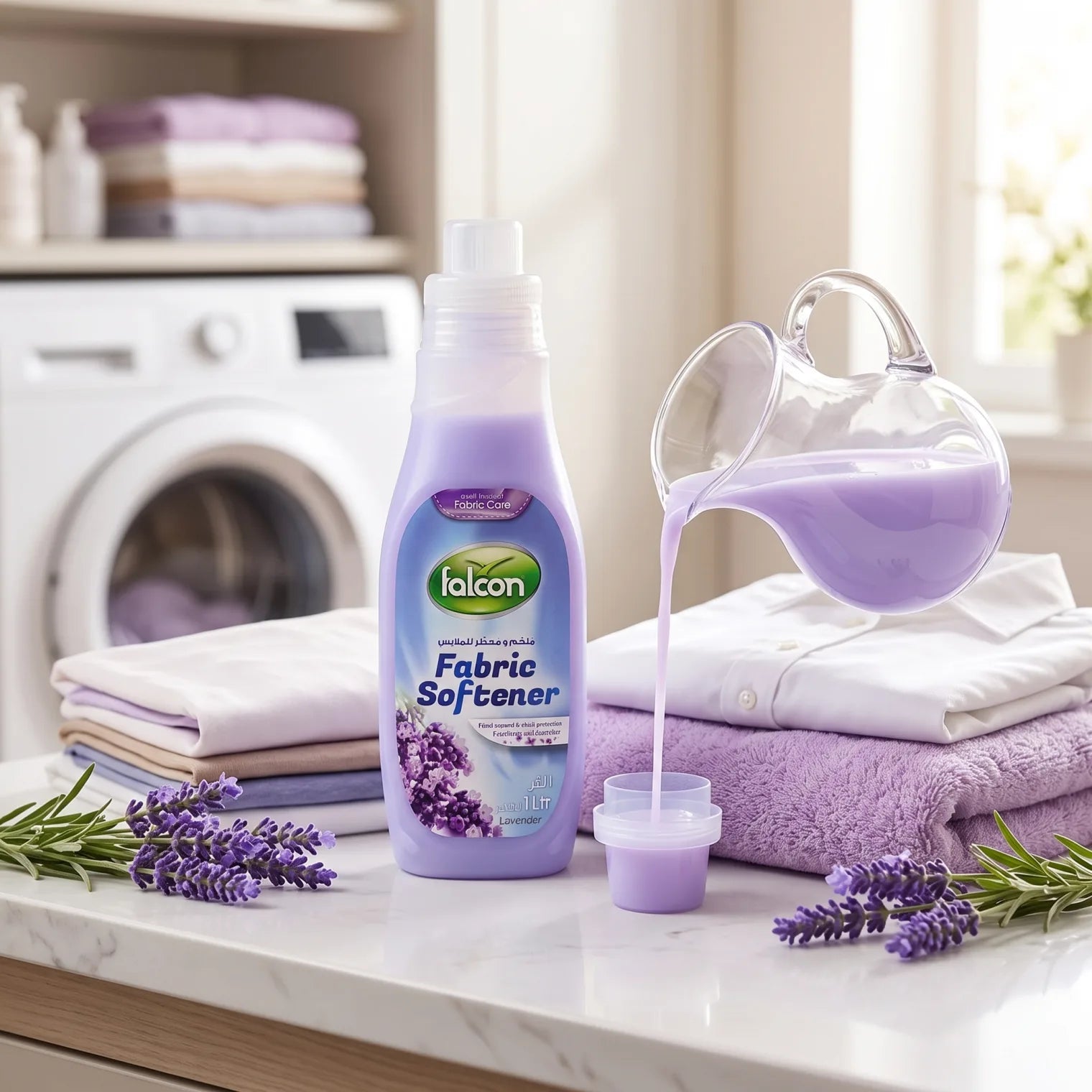 Falcon Fabric Softener Lavender 1 Liter | Floral Scent, Color Protection & Fabric Care