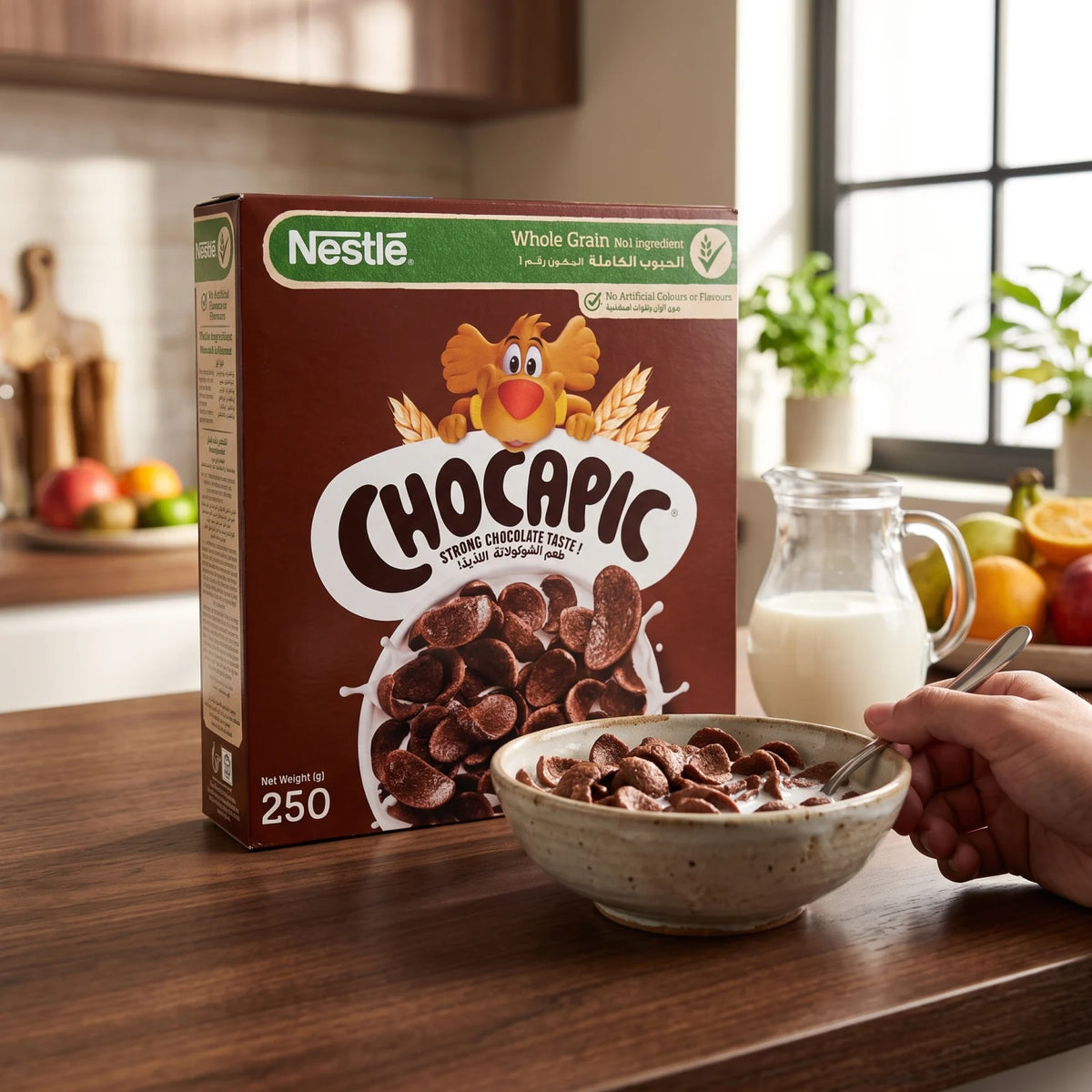 Nestlé CHOCAPIC Chocolate Breakfast Cereal 250g – Whole Grain, Strong Chocolate Taste, No Artificial Colours or Flavours