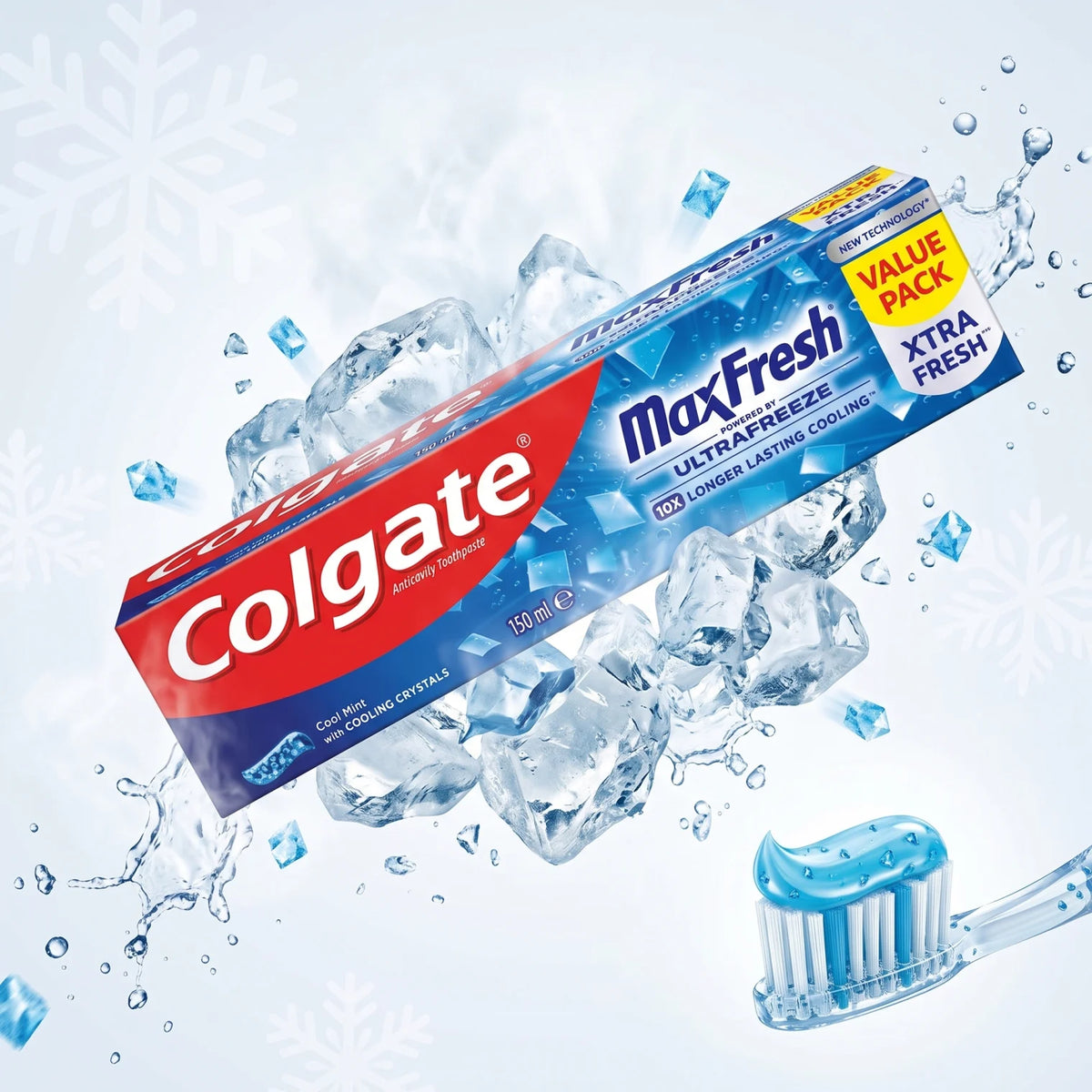 Colgate MaxFresh Cool Mint Toothpaste 150 ml Value Pack – Anticavity Toothpaste with Cooling Crystals, XTRA FRESH, 10X Longer-Lasting Cooling
