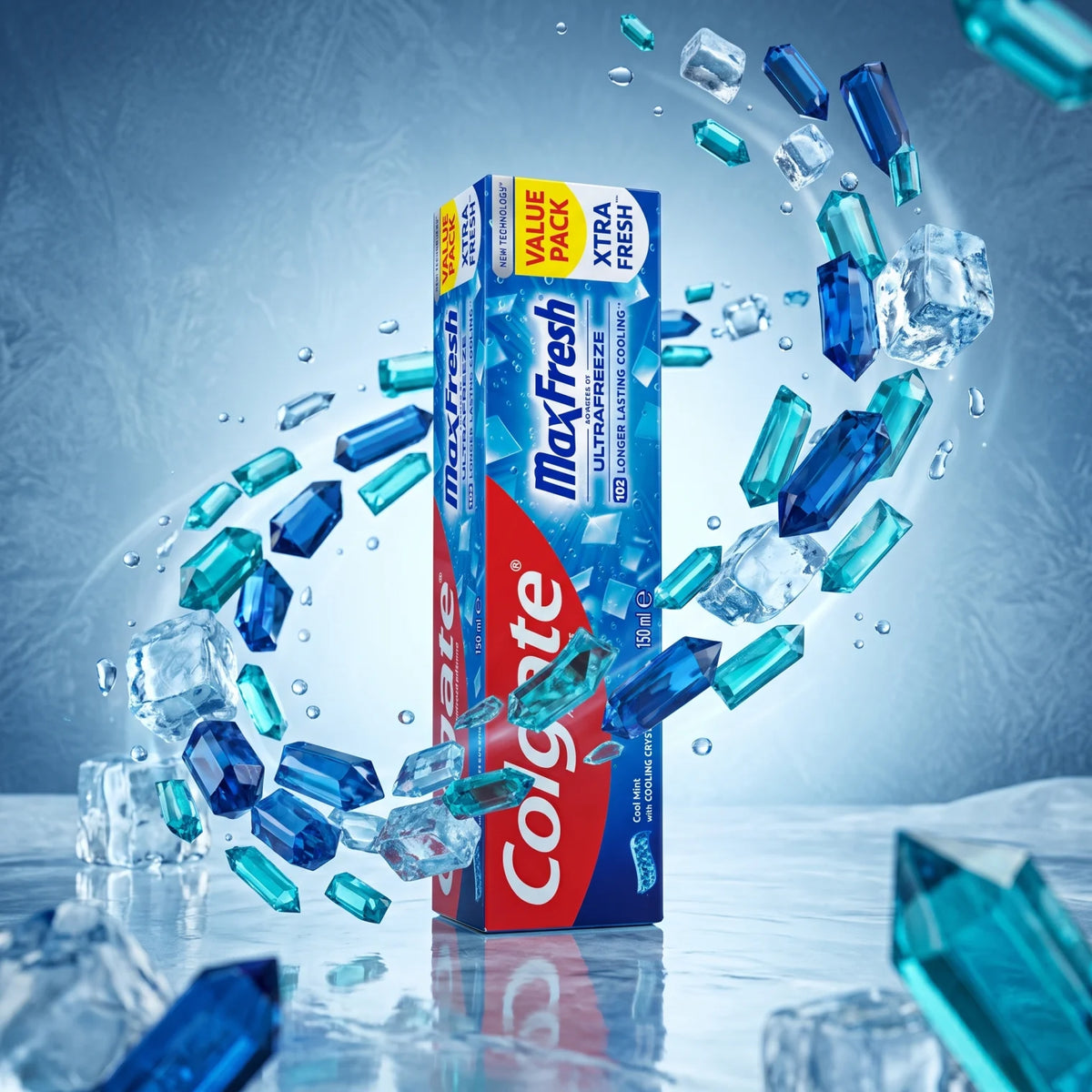 Colgate MaxFresh Cool Mint Toothpaste 150 ml Value Pack – Anticavity Toothpaste with Cooling Crystals, XTRA FRESH, 10X Longer-Lasting Cooling