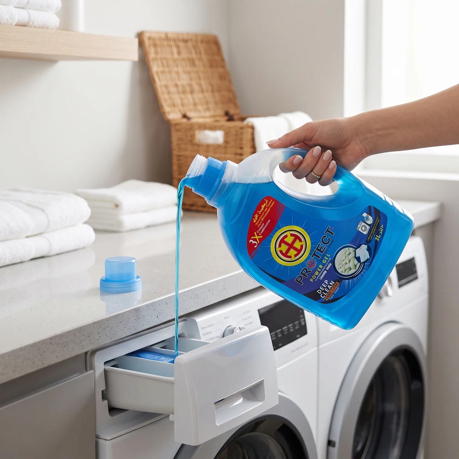 Protect Power Gel Laundry Liquid 3L – Deep Clean Power Plus | Color Guard | Washing Machine Laundry Detergent