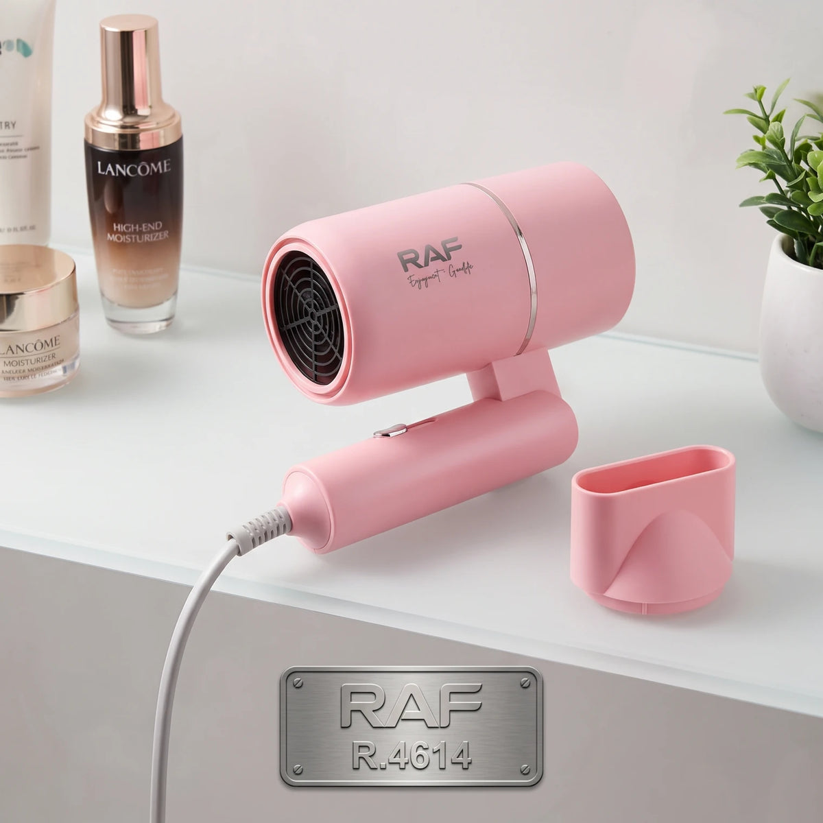 RAF Hair Dryer R.4614 – Pink 750W, 20,000 RPM | 2 Speeds & 2 Temperatures | Foldable Handle, Lightweight Low-Noise Design, Overheat Protection