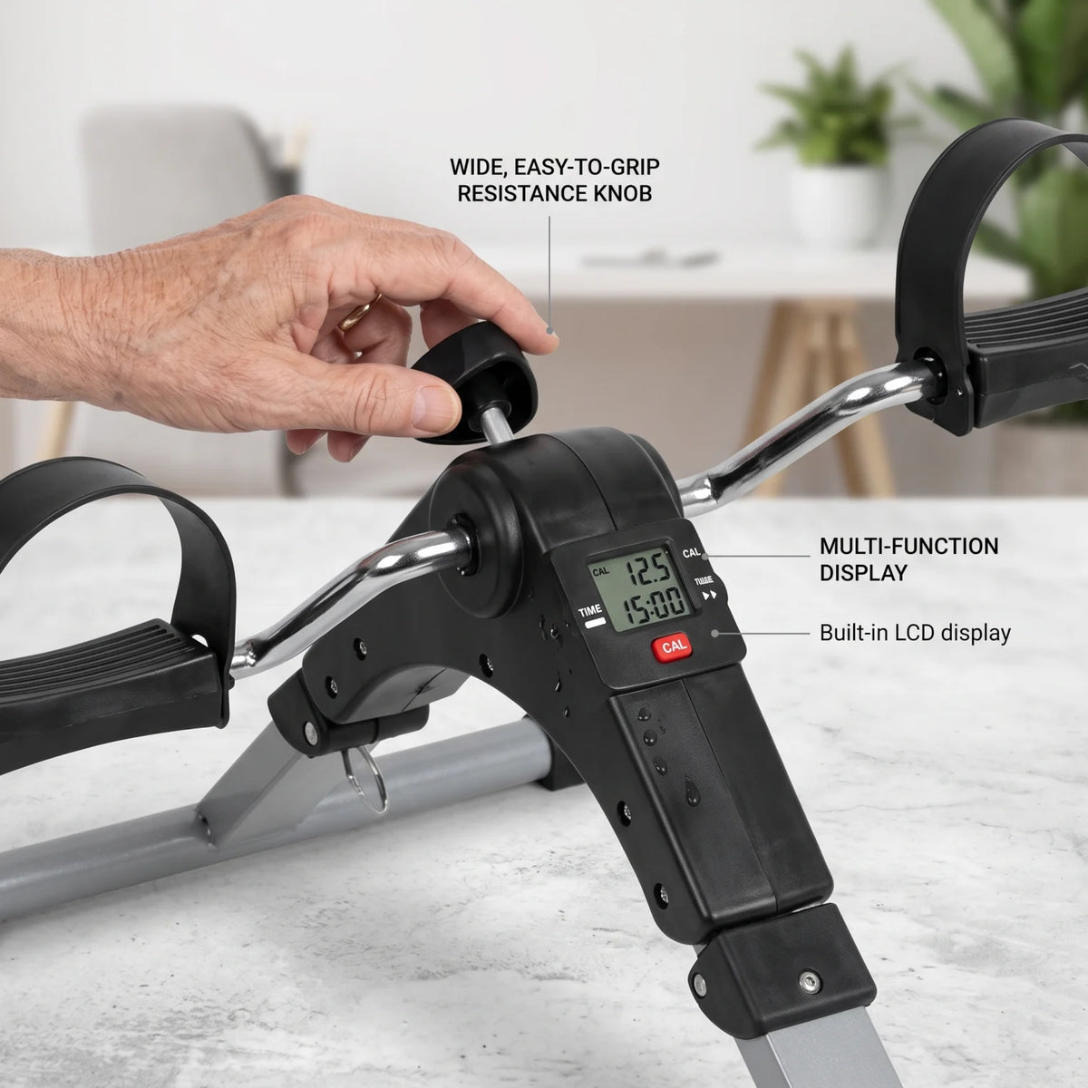 Arm and Leg Pedal Exerciser – 22 x 16 x 13 in | Variable Resistance | Multi-Function Display | Foldable Low-Impact Cardio Trainer