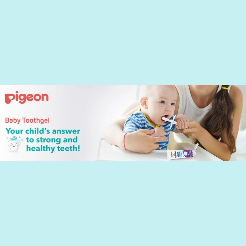 Pigeon Baby Tooth Gel 45g – Grape Flavor | 1000ppm Fluoride, Paraben-Free, Low Foaming, Safe to Swallow, Food Grade Ingredients - Damoo