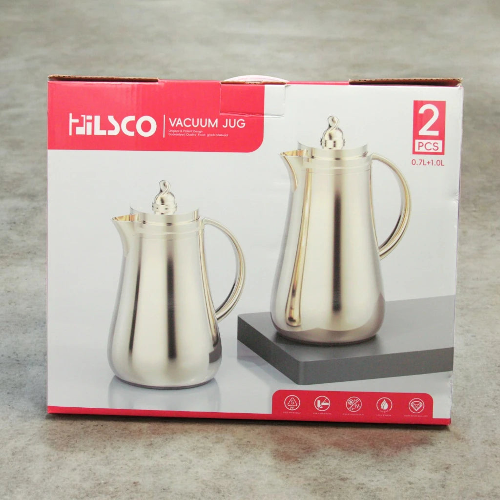 Pilsco Vacuum Jug Set – 2-Piece Original & Patented Design (0.7L + 1.0L) – Food-Grade, Leak-Proof, Eco-Friendly Thermos Jugs for Hot & Cold Drinks - Damoo