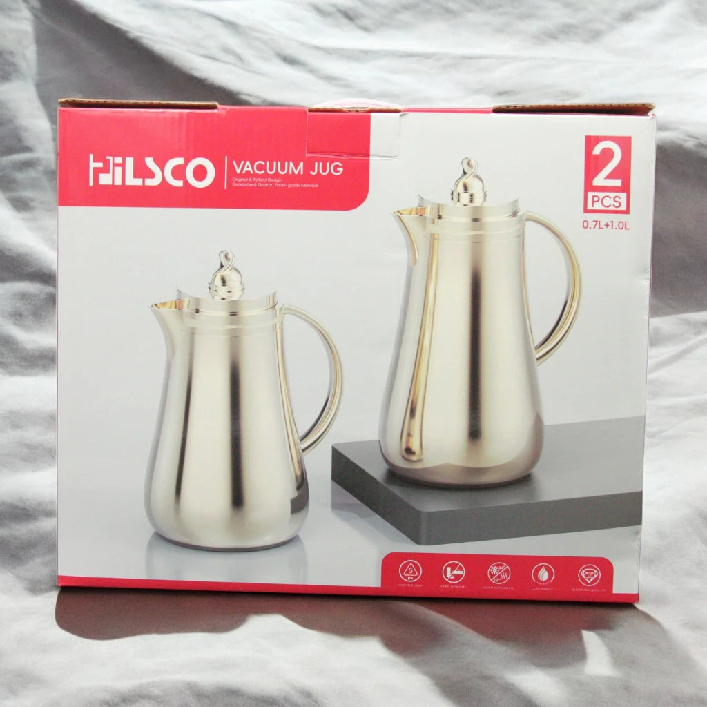 Pilsco Vacuum Jug Set – 2-Piece Original & Patented Design (0.7L + 1.0L) – Food-Grade, Leak-Proof, Eco-Friendly Thermos Jugs for Hot & Cold Drinks - Damoo