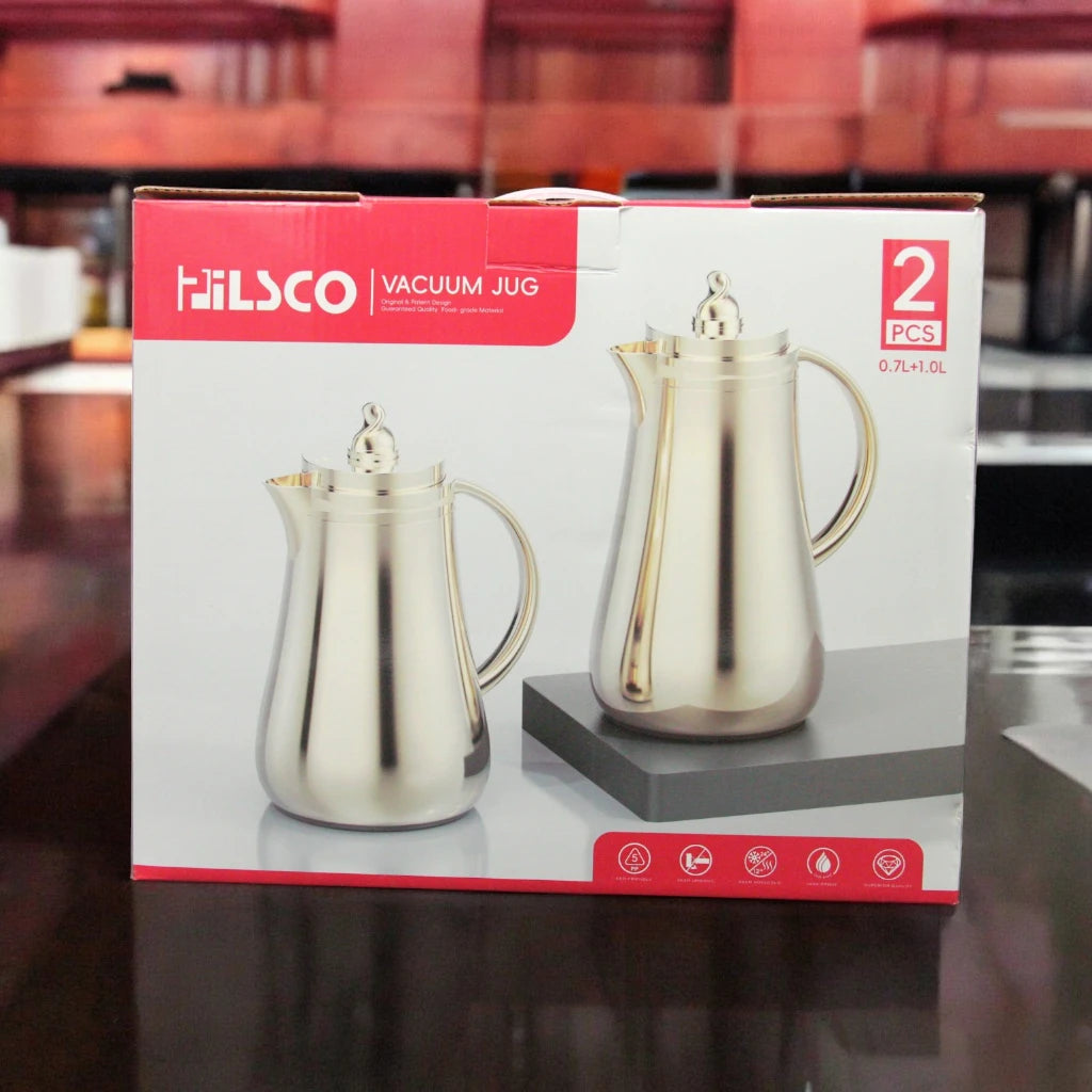 Pilsco Vacuum Jug Set – 2-Piece Original & Patented Design (0.7L + 1.0L) – Food-Grade, Leak-Proof, Eco-Friendly Thermos Jugs for Hot & Cold Drinks - Damoo