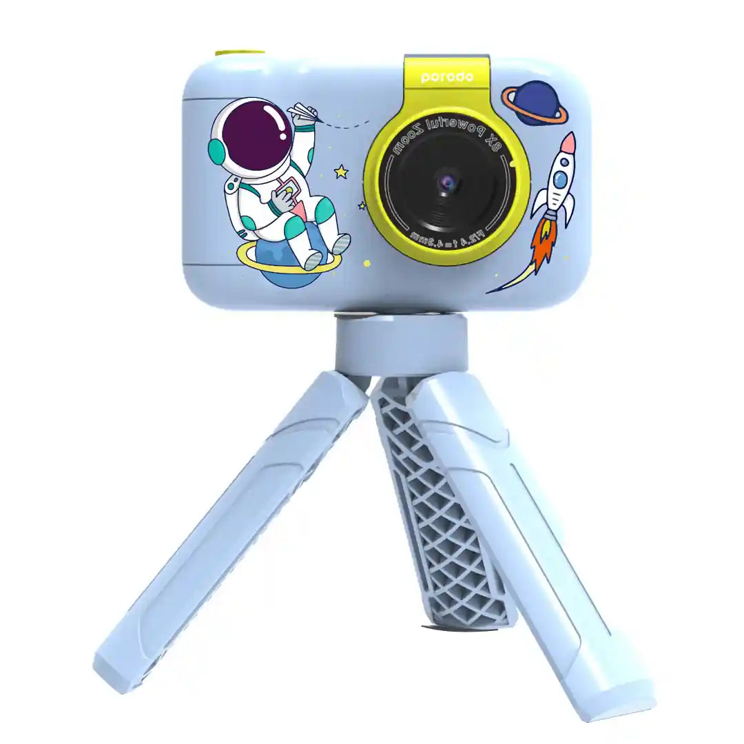 Porodo Kids Flip Digital Camera with Tripod, 2.4" Screen, 1000mAh Battery, Type-C Charging – Fun & Creative Photography for Children - Damoo