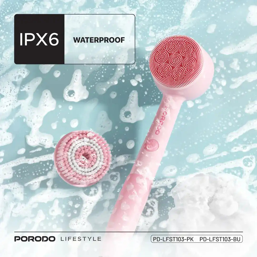 Porodo Lifestyle Kids Electric Bath Brush – 3 Soft Brush Heads, 2-Speed Modes, 1200mAh Rechargeable Battery, Type-C Charging, IPX6 Waterproof, Gentle for Sensitive Skin - Damoo