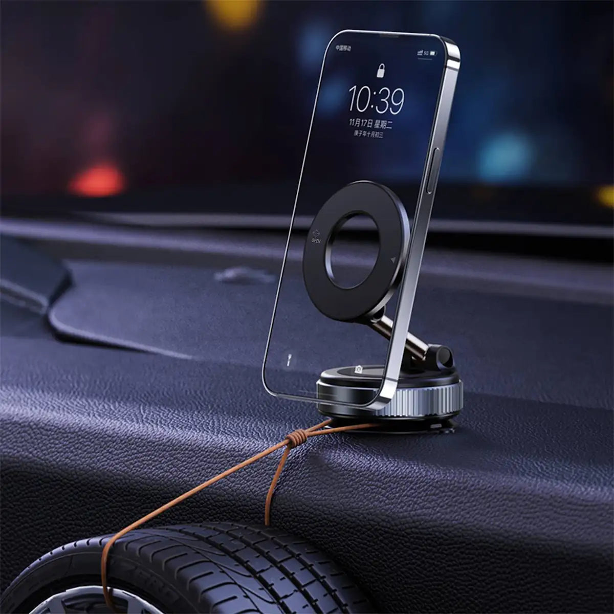Porodo Vacuseal MagSafe Car Mount, N52 Magnetic Phone Holder with Rotate-Lock, Adjustable 360° View, Strong Suction, One-Hand Operation – for iPhone 15/14/13/12 Series - Damoo
