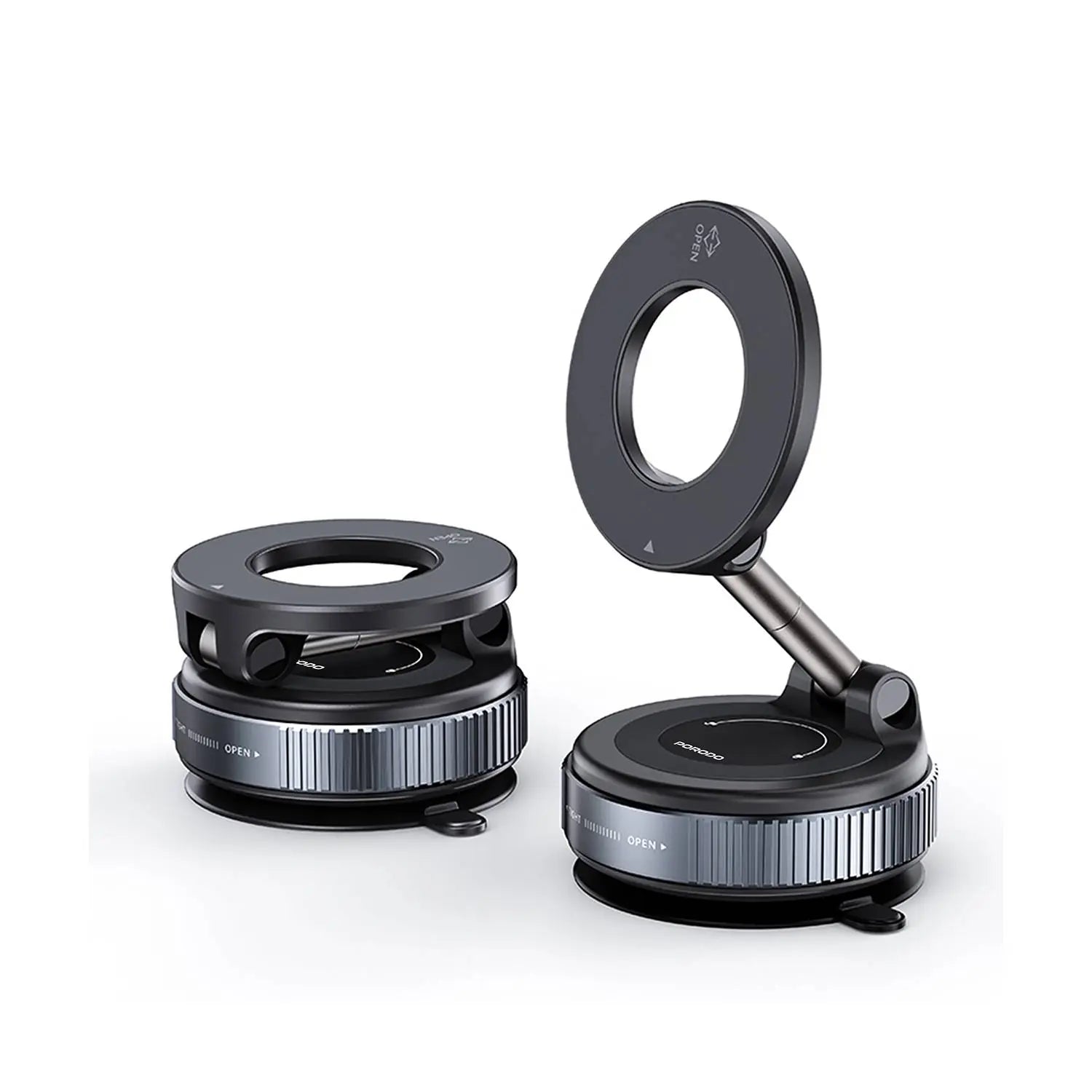 Porodo Vacuseal MagSafe Car Mount, N52 Magnetic Phone Holder with Rotate-Lock, Adjustable 360° View, Strong Suction, One-Hand Operation – for iPhone 15/14/13/12 Series - Damoo