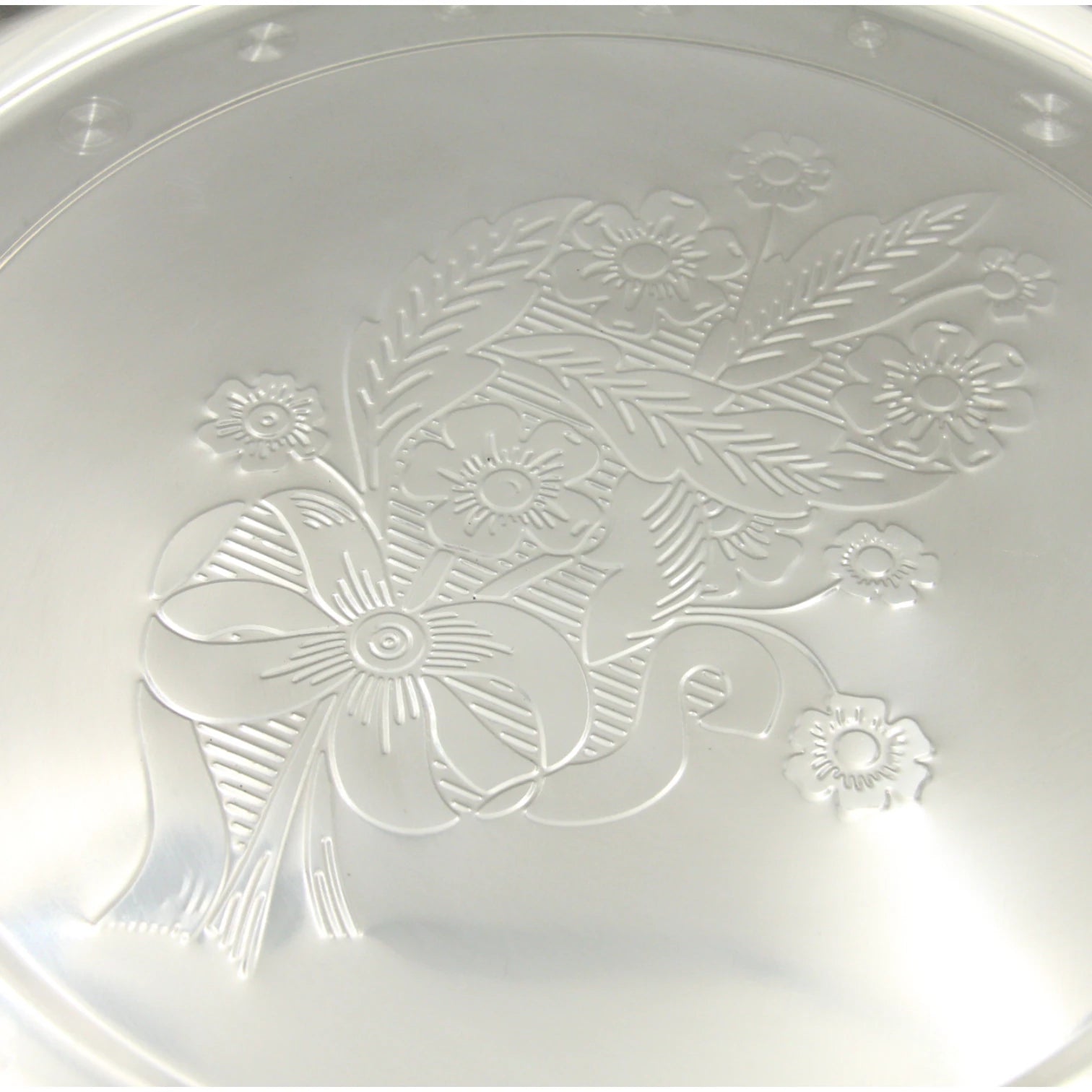 Premium Stainless Steel Round Dinner Plate with Engraved Floral Design – Rust-Resistant, Mirror Finish, 13 Inch Serving Thali for Home & Restaurant Use - Damoo