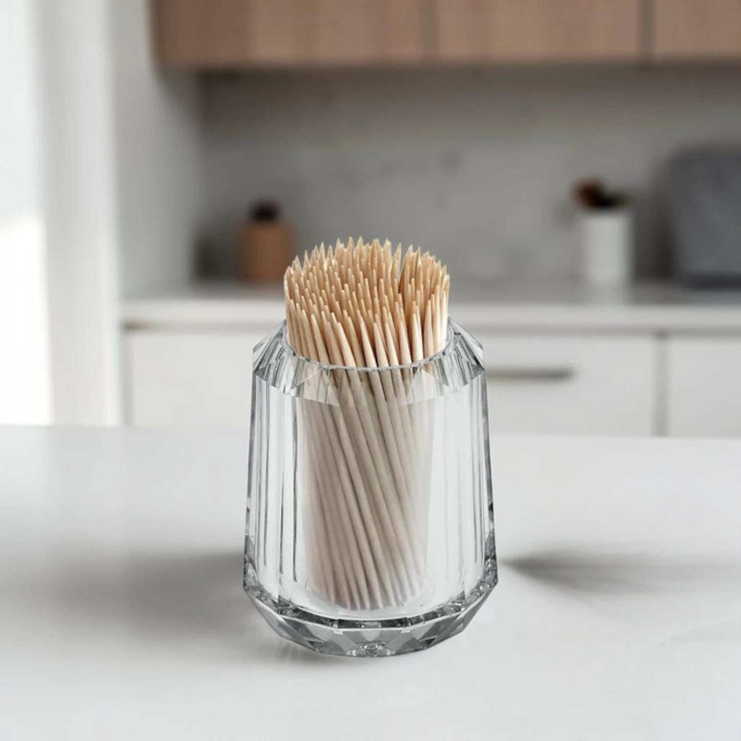 Clear Acrylic Toothpick Holder, Multi-Purpose Cotton Swab & Pen Holder (8H x 5L x 5W CM), Stylish Tabletop Organizer – Available in 2 Designs - Damoo
