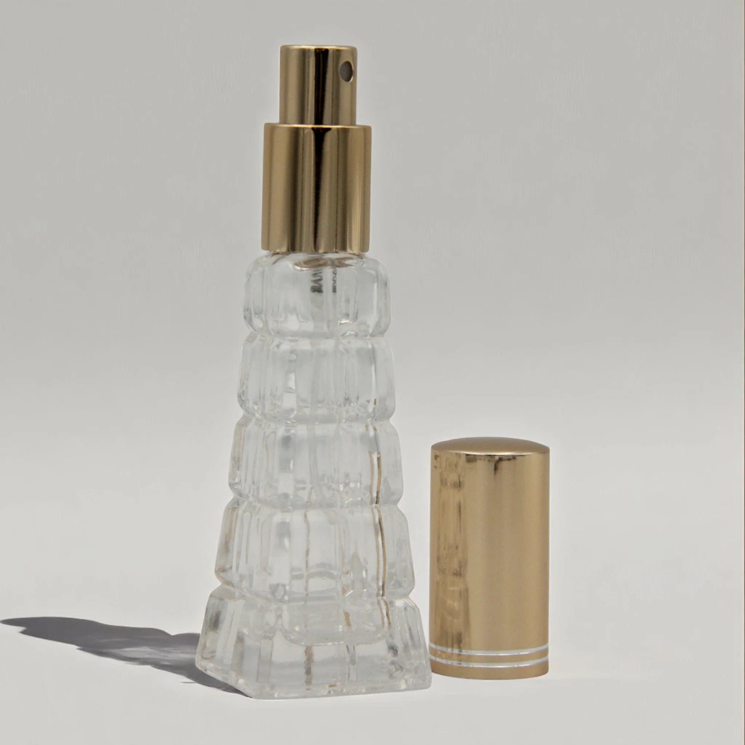 Pyramid Glass Perfume Bottle with Gold Spray Cap 30 ML – Refillable Travel Atomizer for Fragrance & Oils - Damoo