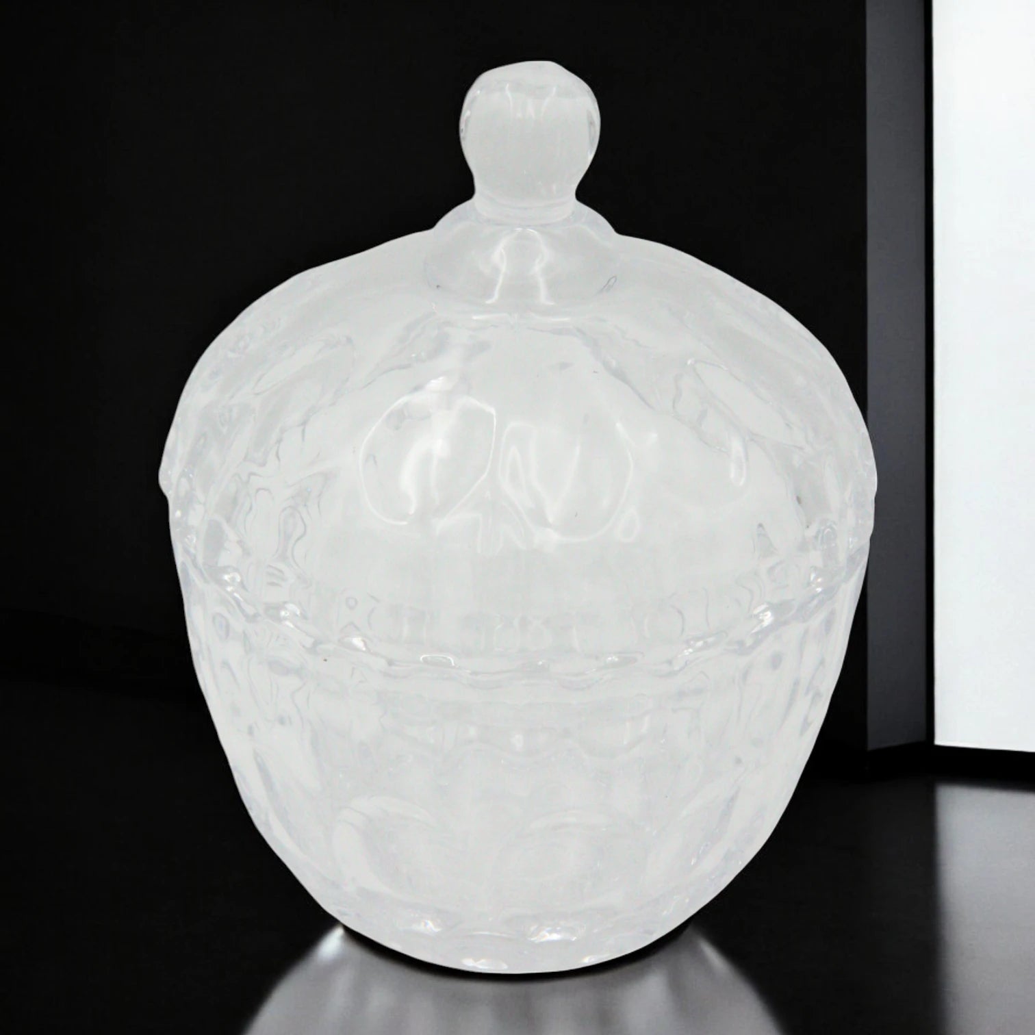 QIANLI Elegant Crystal Glass Candy Jar with Lid – QianLi Refined Series TG007 – Decorative Storage Bowl for Sweets, Nuts, and Treats - Damoo