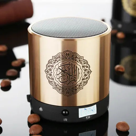 Quran Speaker with 8GB MP3, Multi-Reciter, Remote Control, FM Radio, USB Rechargeable – LED Light, Translation, Tafseer, and MP3 Playback for Islamic Learning & Gifting - Damoo