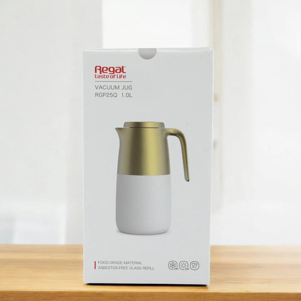 Regal 1.0L Thermal Vacuum Jug – Keeps Beverages Hot for 12H & Cold for 24H | Double Wall Glass Refill | BPA-Free | Ideal for Home, Office & Travel - Damoo