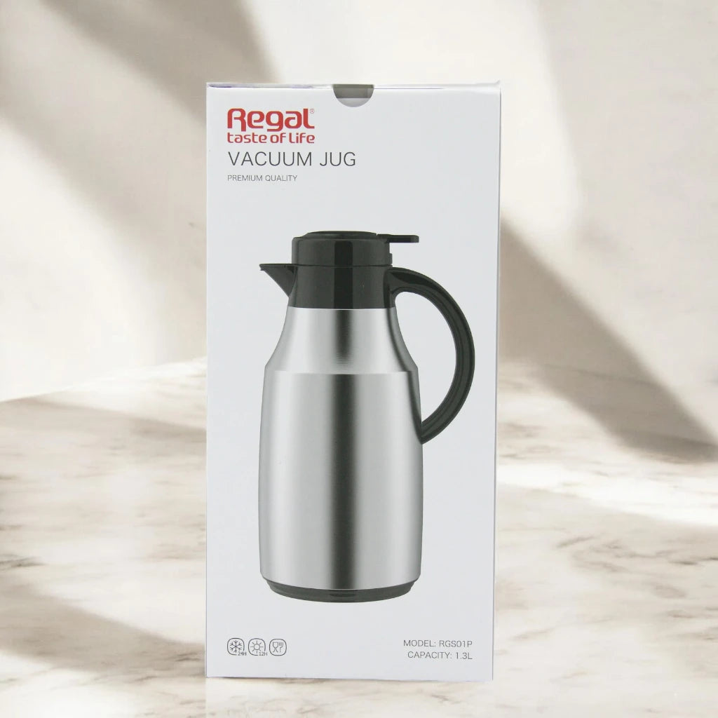 REGAL 1.5 Liters Premium Stainless Steel Thermal Jug – Hot for 12H, Cold for 24H | Vacuum Insulated Flask | Food Grade, Leak-Proof & Travel-Friendly - Damoo