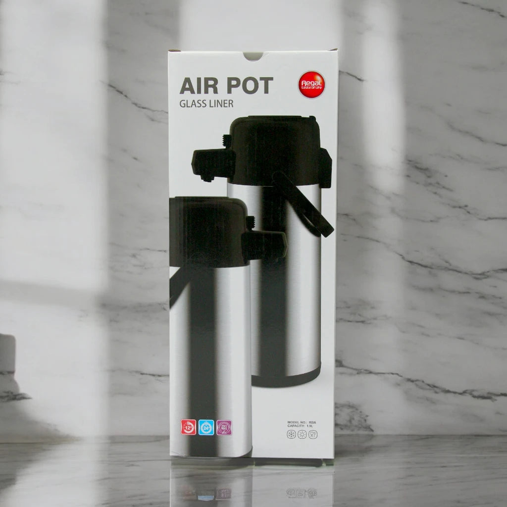 Regal 1.9L Air Pot Glass Liner - 12H Hot & 24H Cold Retention - Premium Insulated Beverage Dispenser - RBA - Damoo