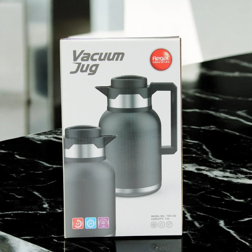 Regal 2.0L Stainless Steel Vacuum Jug β Double Wall Insulated, 24H Cooling, 12H Warming, Wide Opening, Leak-Proof Lid, Drip-Free, Food-Grade β TSC-UQ - Damoo