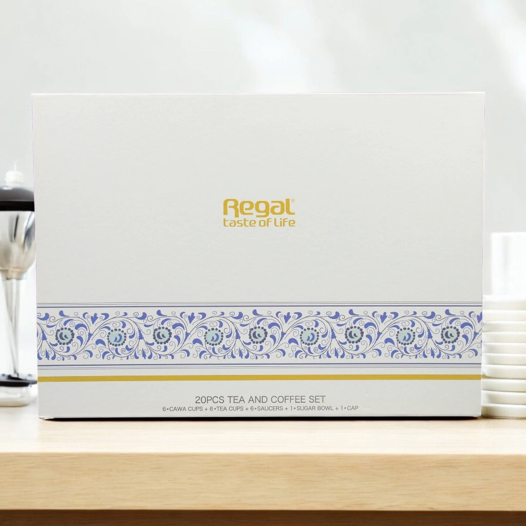 Regal Taste of Life Elegant Fine Porcelain 20 Pcs Tea & Coffee Set – Strong Internal Structure (Autumn Design) - Damoo