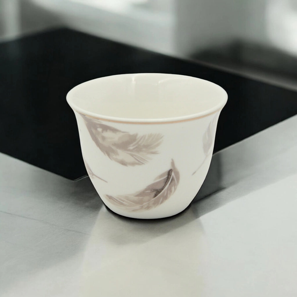 Regal Taste of Life Elegant Fine Porcelain 20 Pcs Tea & Coffee Set β Strong Internal Structure (Feather Design) - Damoo