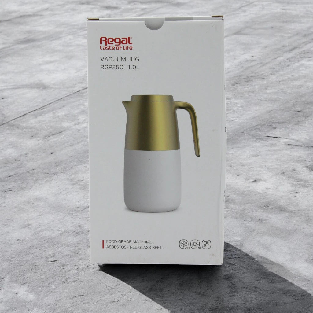 Regal Vacuum Jug 1.0L - RGP25Q - Premium Hot & Cold Beverage Thermos - Asbestos-Free Glass Liner - 12H Hot, 24H Cold - Food-Grade, Durable Design - RGP25Q - Damoo