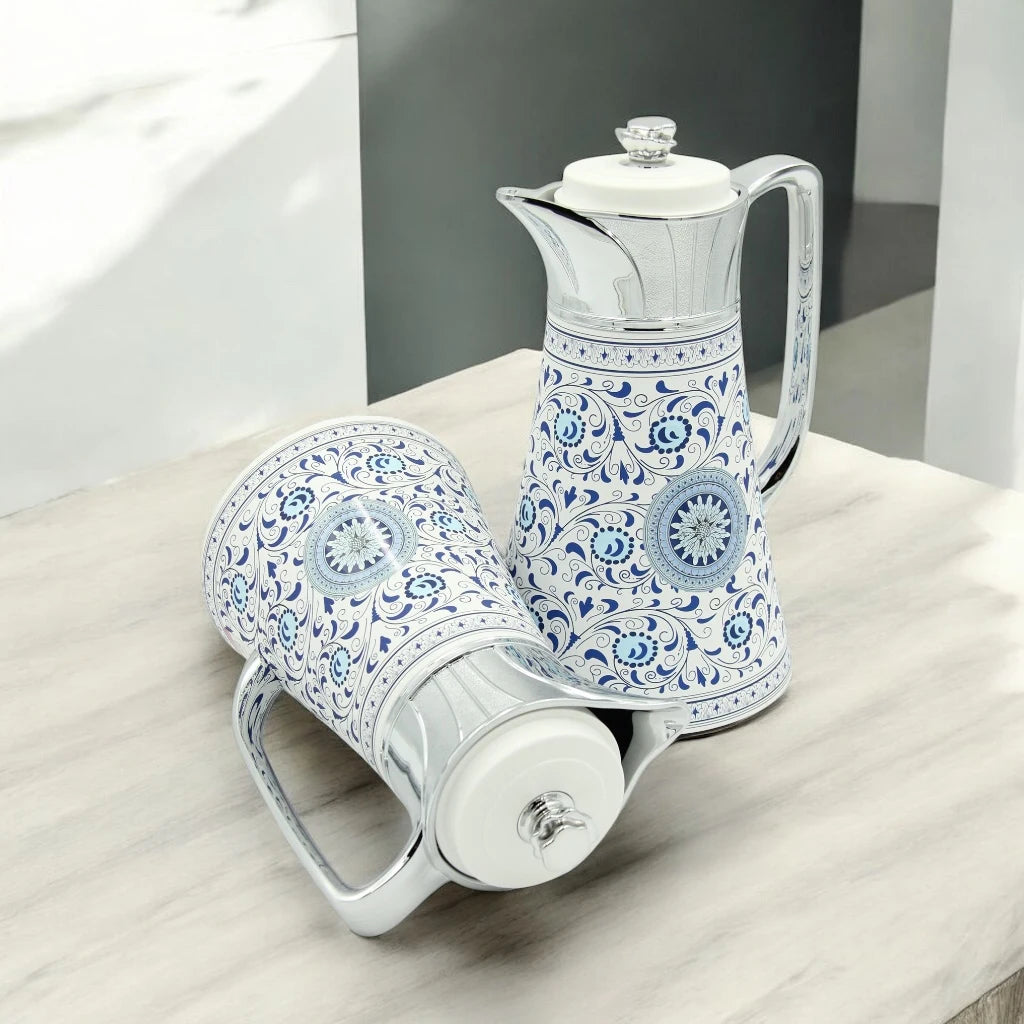 Regal Vacuum Jug Set – Double Wall Thermal Insulation | 0.5L + 1.0L | Keeps Drinks Hot for 12h & Cold for 24h – Taste of Life Collection (Silver) - Damoo