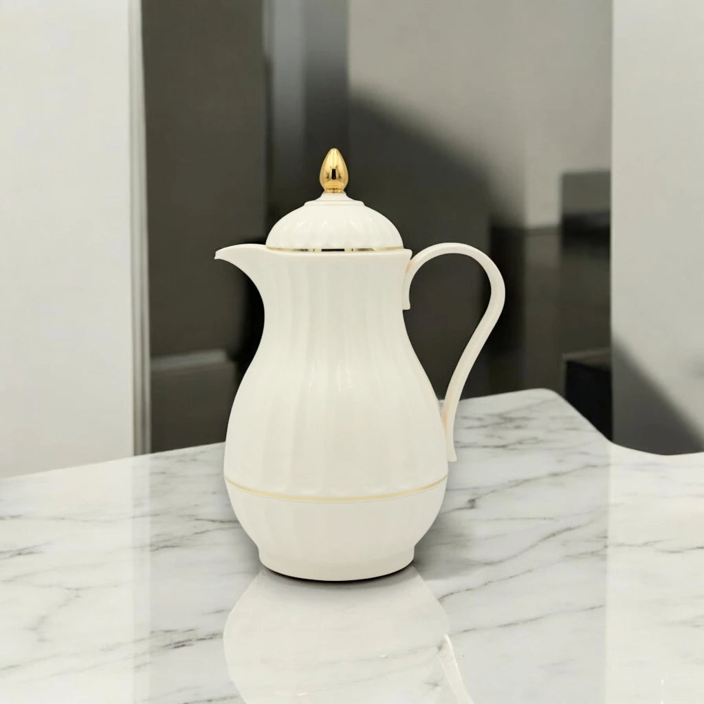 Rose Luxury Vacuum Thermos Flask – 1L Double Wall Glass Insulated Carafe – Elegant Gold Design for Hot & Cold Drinks - Damoo