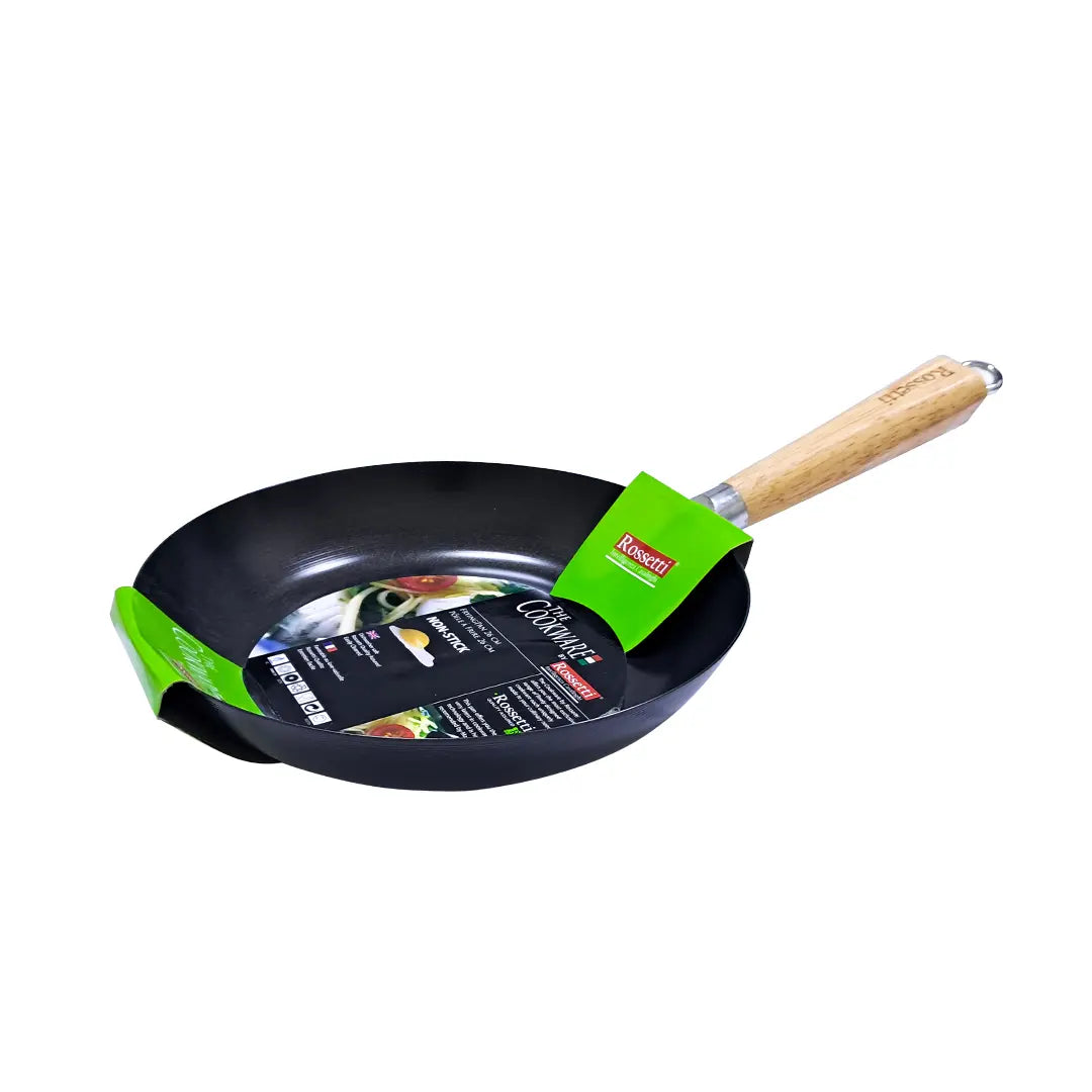 Rossetti Non-Stick Frying Pan with Heat-Resistant Wooden Handle β Dishwasher Safe, Hanging Loop, Induction Compatible, For Gas, Ceramic & Electric Cooktops - Damoo