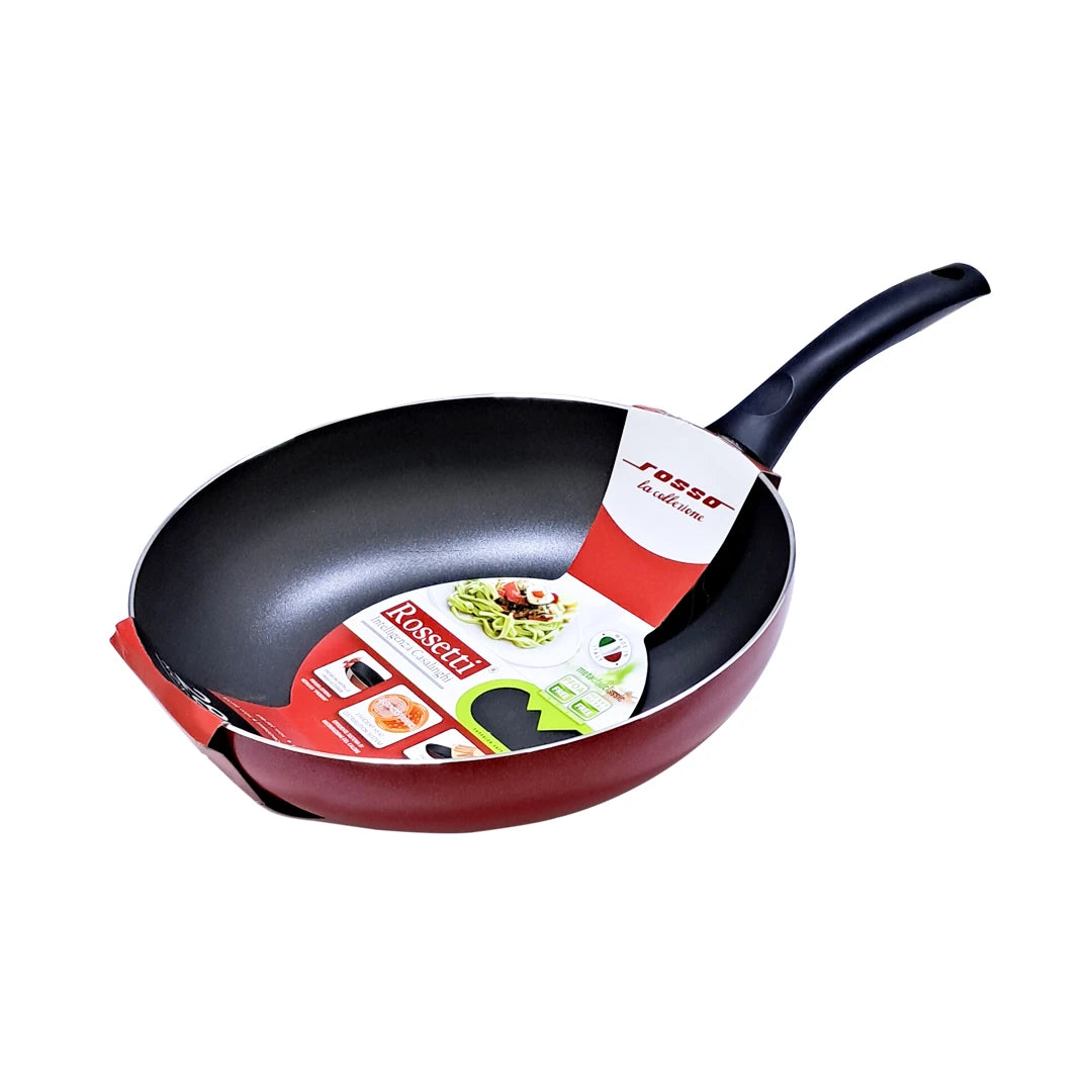 Rossetti Non-Stick Stir-Fry Wok โ PFOA-Free, Made in Italy, Flow Heat System, Dishwasher Safe, Compatible with Gas, Induction & Electric Cooktops - Damoo