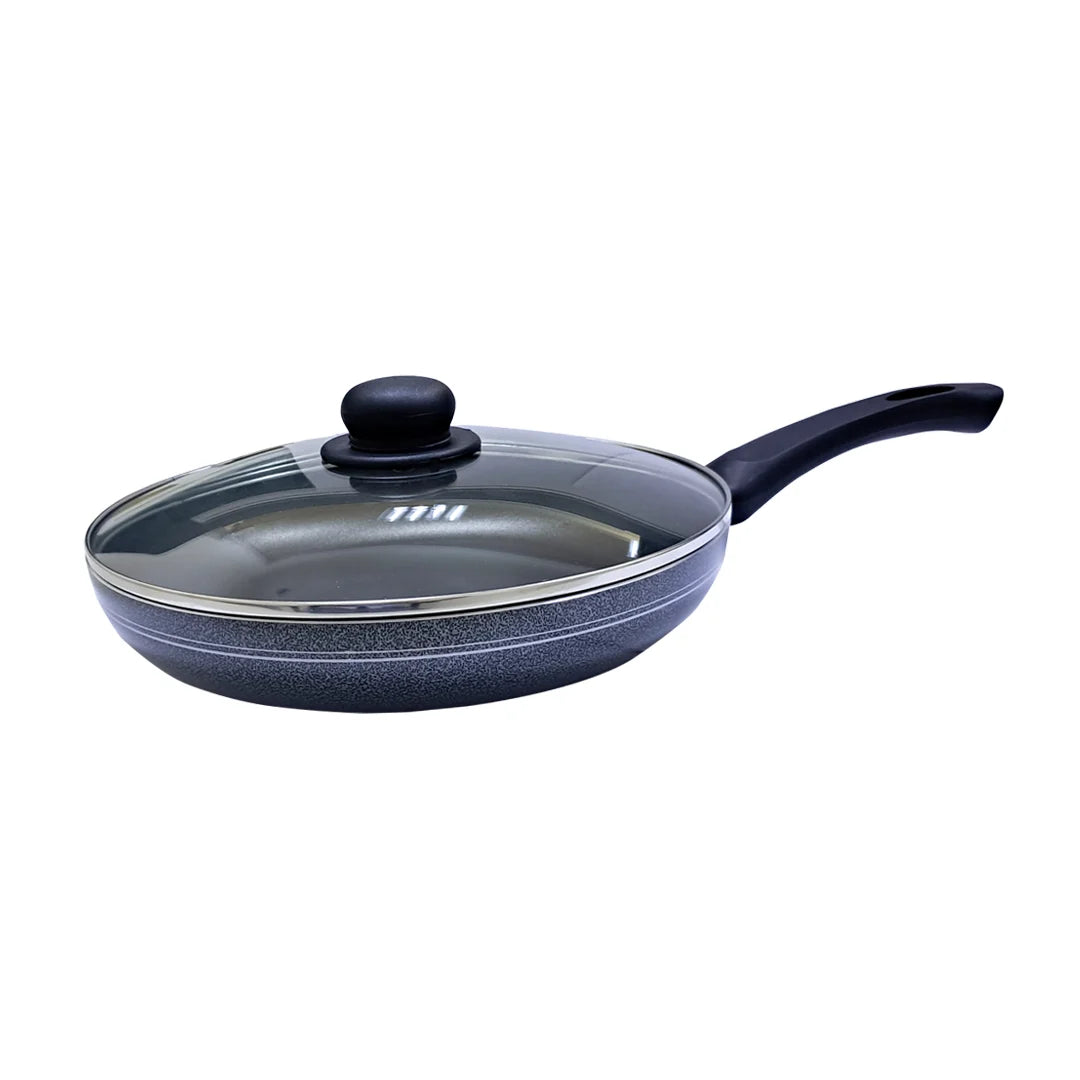 Rossetti Non-Stick Teflon Frying Pan with Lid โ 28 CM, Made in Italy, Heat-Resistant Handle with Hanging Loop, Dishwasher Safe, Compatible with Gas, Electric & Ceramic Cooktops (Not Induction) - Damoo