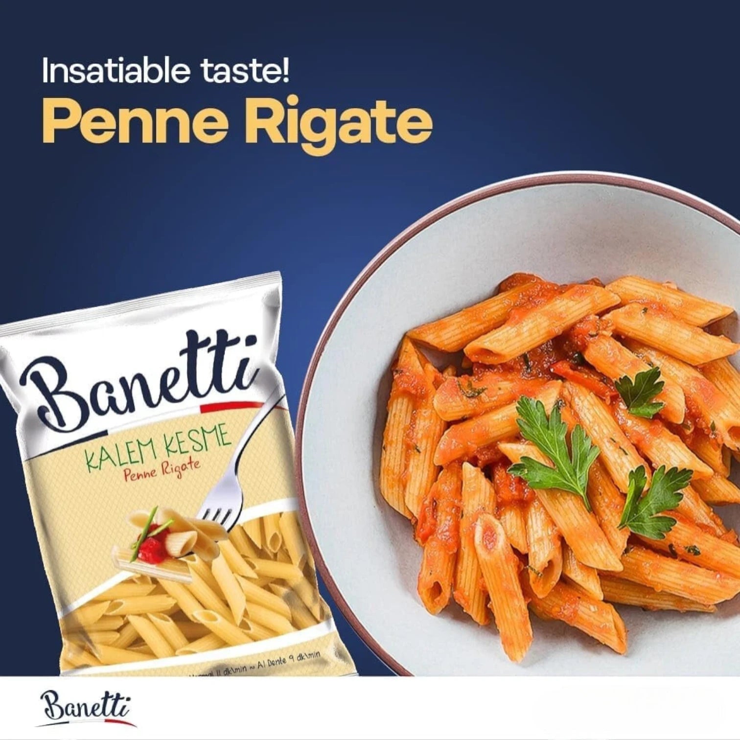 Banetti Penne Rigate Pasta 3 x 500g | Premium Durum Wheat | Traditional Anatolian & Italian Blend | Kalem Kesme Macaroni - Damoo