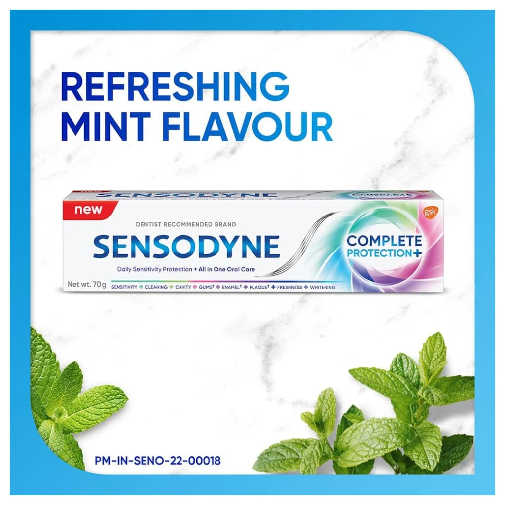 Sensodyne Complete Protection+ Toothpaste 70g – All-in-One Daily Oral Care for Sensitive Teeth | Mint Flavour & Advanced Whitening Formula - Damoo