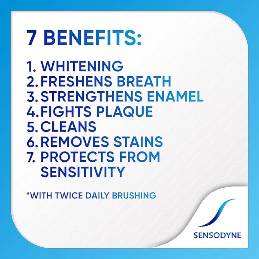 Sensodyne Multi Care Plus Whitening Toothpaste for Sensitive Teeth – 50ml | 24/7 Sensitivity Relief, Fluoride Protection, Plaque & Stain Removal, Fresh Mint Flavor, Enamel Safe, Daily Oral Care - Damoo